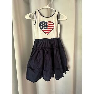 Cynthia Rowley Dress Patriotic Heart Sequin Tiered Skirt Size‎ 6 4th of July